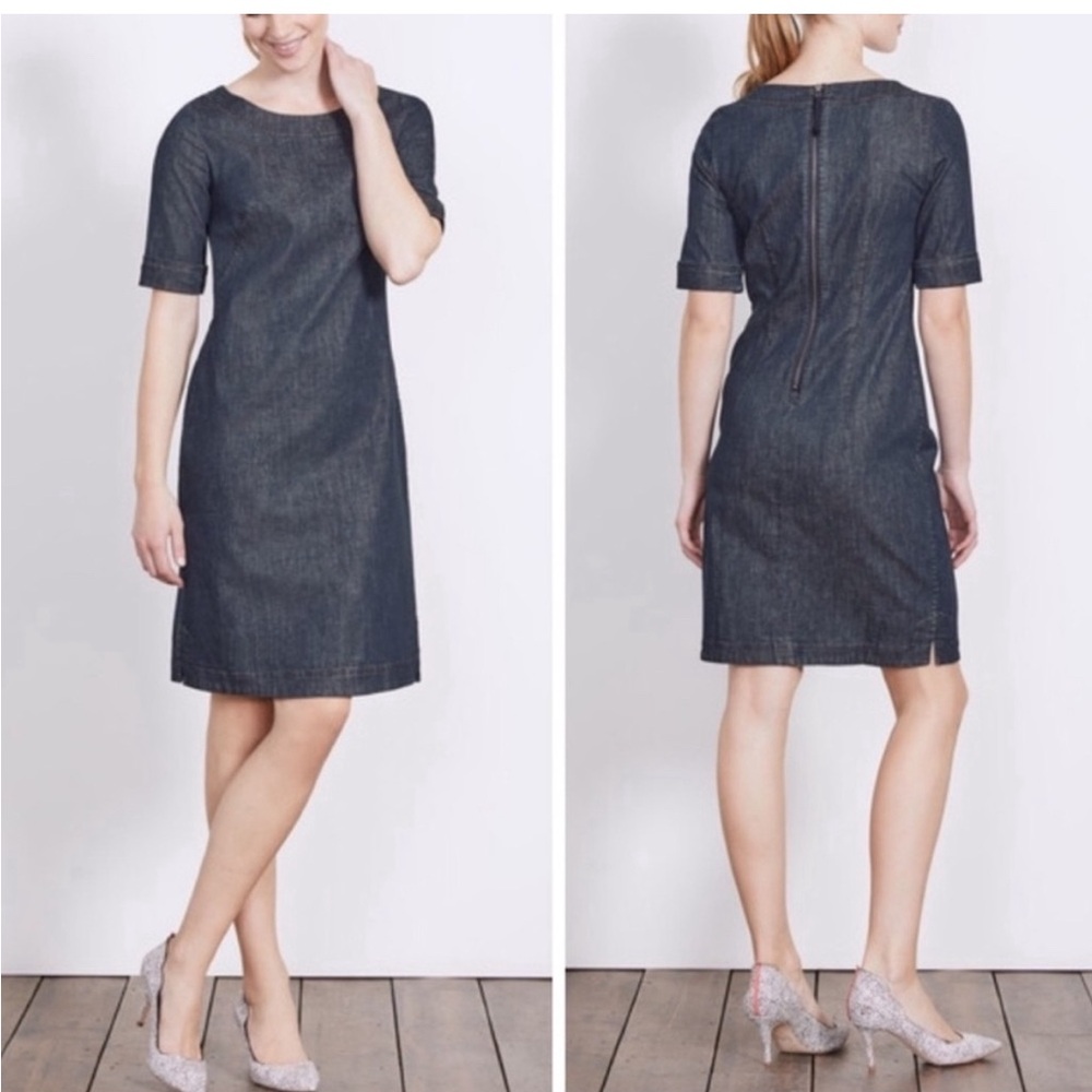 Boden Rhea Rinse Indigo Denim Sheath Dress 6L